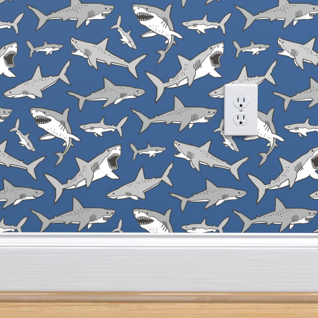 Peel-and-Stick Removable Wallpaper Nautical Baby Boy Nursery Shark Sharks Ocean 