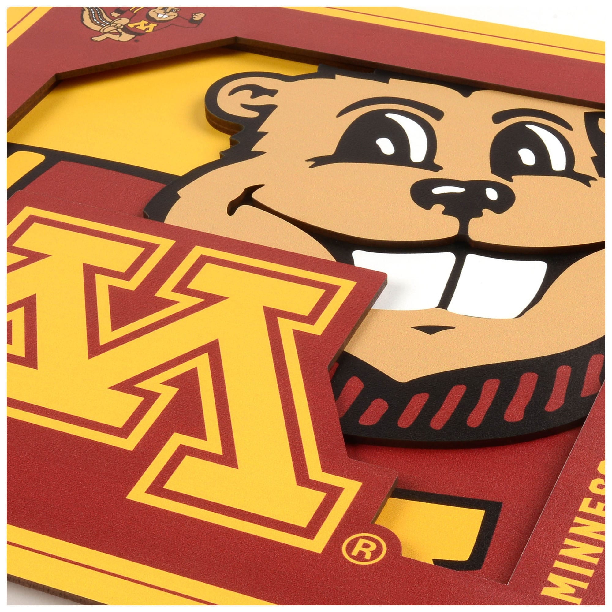 Minnesota Golden Gophers 12'' x 12'' 3D Logo Wall Art