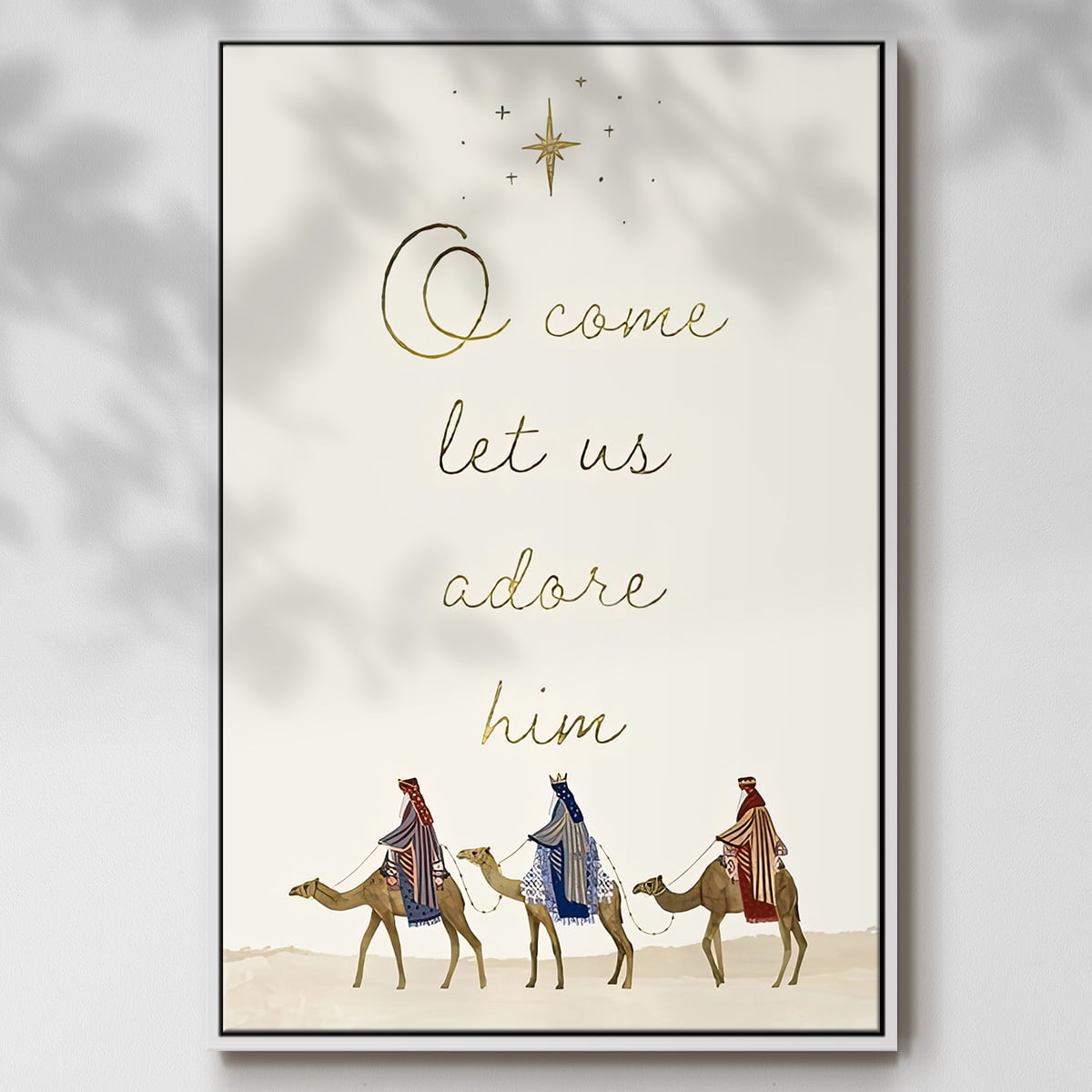 Away in a Manger Collection B - Framed Gallery Wrapped Holiday Canvas - 25 x 37 - White Frame