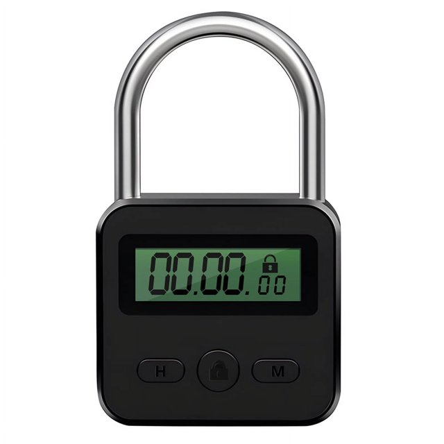 Candado de metal con pantalla LCD, multifunción, electrónico, con temporizador de 99 horas, recargable por USB, color negro