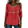 thumbnail image 4 of Womens Floral Babydoll Tops，Floral Blouses For Women Crewneck Short Sleeve Shirts Office Work Tops Lightweight Gauze 3/4 Sleeve Blouses Boho Floral Tops Peasant Blouses Loose Fit Tunic Top L, 4 of 9