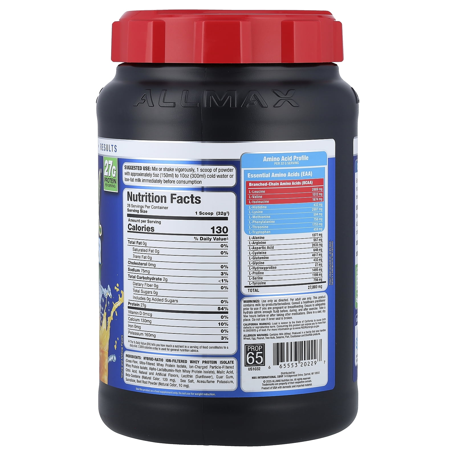 ALLMAX ISOFLEX® Chiller, Whey Protein Isolate, Citrus Peach Sensation, 2 lbs (907 g)