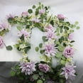 thumbnail image 6 of Zmeidao Artificial Eucalyptus Flower Garland with Fake Rose Flower, Faux Floral Greenery Garlands Fake Flowers Vines for Wedding Table Runner Backdrop Party Centerpiece Decor 70.9in, 6 of 6