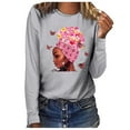 thumbnail image 2 of Okbop Workout Crop Tops for Women, Breast Cancer Top Casual Long Sleeve O-Neck Sweatshirt Pullover Christmas Blouse Tie Dye Shirt Women, 2 of 4