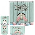 thumbnail image 2 of Waterproof Rabbit Easter Eggs Shower Curtain 4 Piece Bathroom Toilet Mat U-pad Set, 2 of 9