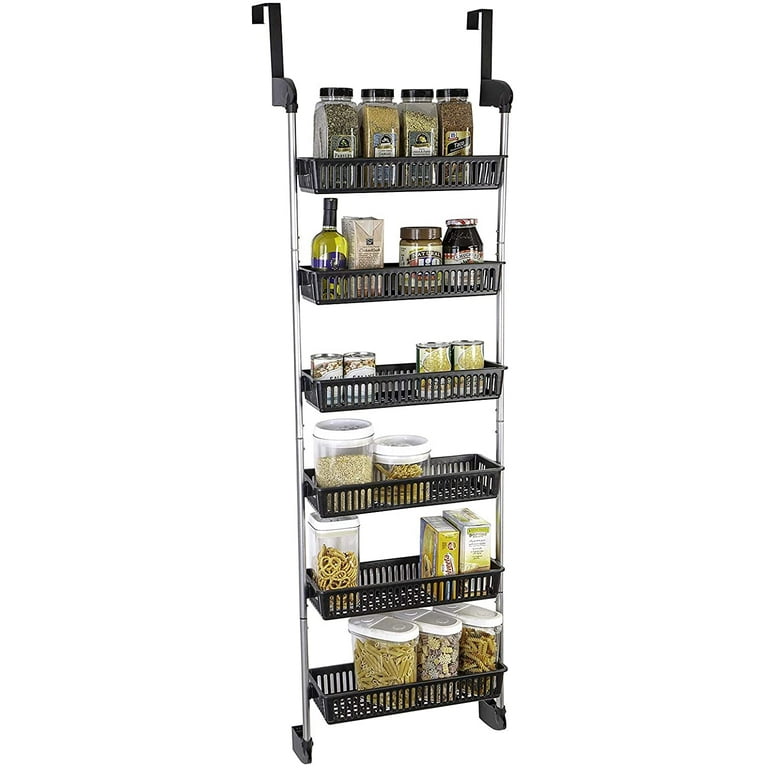 Smart Design Over The Door Adjustable Pantry Organizer Rack w/ 6 Adjustable Shelves - Steel