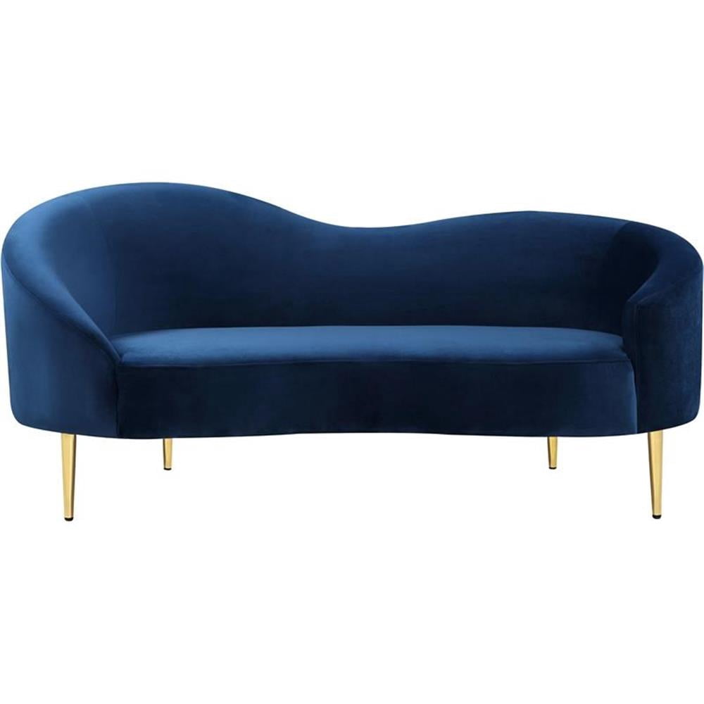 Meridian Furniture Ritz Contemporary Velvet Loveseat in Navy