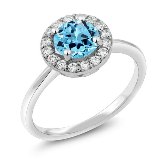 Gem Stone King 925 Sterling Silver Engagement Ring Topaz and Moissanite (1.89 Cttw) (Size 6)