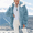 Sky Blue, variant on Sherpa Fuzzy jackets for women with hooded Long Sleeve Lightweight Faux Fur Coat Fashion Zipper Sweatshirt Winter Warm Outwear with Pockets