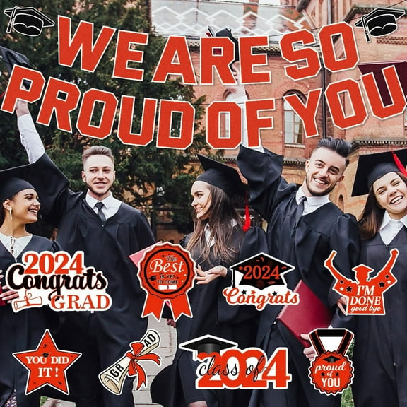 2024 Blue Graduation Party Decorations We Are Proud Of You Graduation Banners And Congratulations Graduates Hanging Swirls College Graduation Decoration 2024 Party Supplies,Orange Graduation Banner