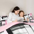 thumbnail image 4 of Manfei Abstract Geometric Twin Comforter Sets, Watercolor Artwork Bedding Set, Light Pink, Black and White, Pink Reversible 2pcs, 1 Comforter and 1 Pillowcase, 4 of 6
