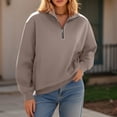 thumbnail image 6 of Women’s Fashion Oversized Fleece Sweatshirt Long Sleeve Zip Pullover Hoodie Tops Cozy Loose Fit Casual Everyday Wear, 6 of 7
