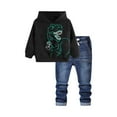 thumbnail image 2 of NAISIBABY 2-Piece Set for Boys, Thickened Fashion Prints Athleisure 2-Piece Outfit Black 2-3T, 2 of 9