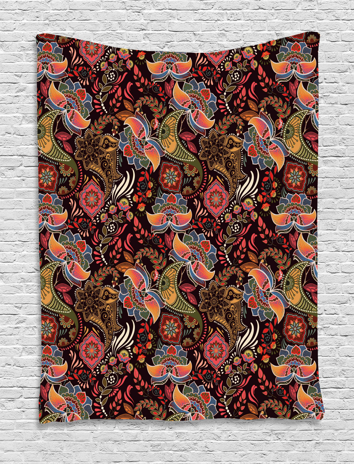 Jacobean Tapestry, Vintage Jumble in Warm Tones Floral Motifs Garden