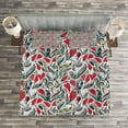 thumbnail image 3 of Ambesonne Retro Quilted Bedspread Set 3 Pcs, Colored Boho Flowers Leaf, Queen Size, Grey and Hot Pink, 3 of 3