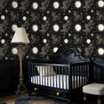 thumbnail image 4 of Peel and Stick Wallpaper Celestial Moon Floral Night Sky Stars Gold Accents Wall Mural 17.7in x 9.8ft Self Adhesive Removable Wall Paper Renter Friendly Wallpaper for Nursery Bedroom Cabinets, 4 of 8