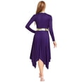 thumbnail image 2 of YiZYiF Women's Metallic Liturgical Praise Dance Dress Long Sleeve Asymmetrical Worship Tunic Dresses Purple XXL, 2 of 6
