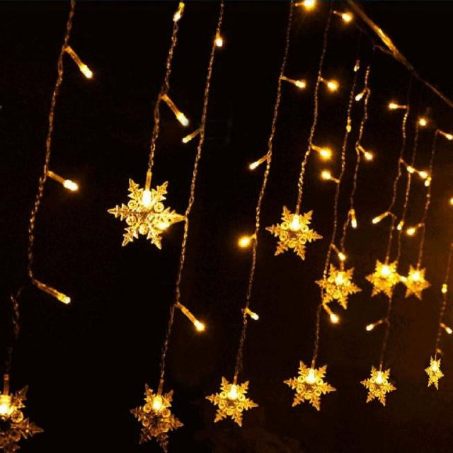 Halloween Decorations Clearance Sale 3.5M Snowflake LED String Curtain Lights Holiday Wedding Decor YE