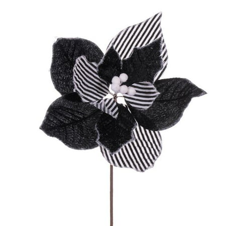 

Vickerman QG227504 11 in. Striped Flower Black & White - 6 per Bag