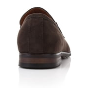 Ferro Aldo Demitri MFA19683 Classic Moc-toe Penny Loafers with decorative Buckle, in Chocolate Suede, Mens US Size 9.5