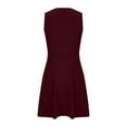 thumbnail image 4 of Summer Plus Size Dresses for Women 2024 Solid Color Waistband V-Neck Sleeveless Shaping Beach Dress, 4 of 5