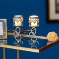 thumbnail image 3 of Candelabros CHAO 2 piezas dorado y cristal plateado altura 17,5 cm, 3 of 5