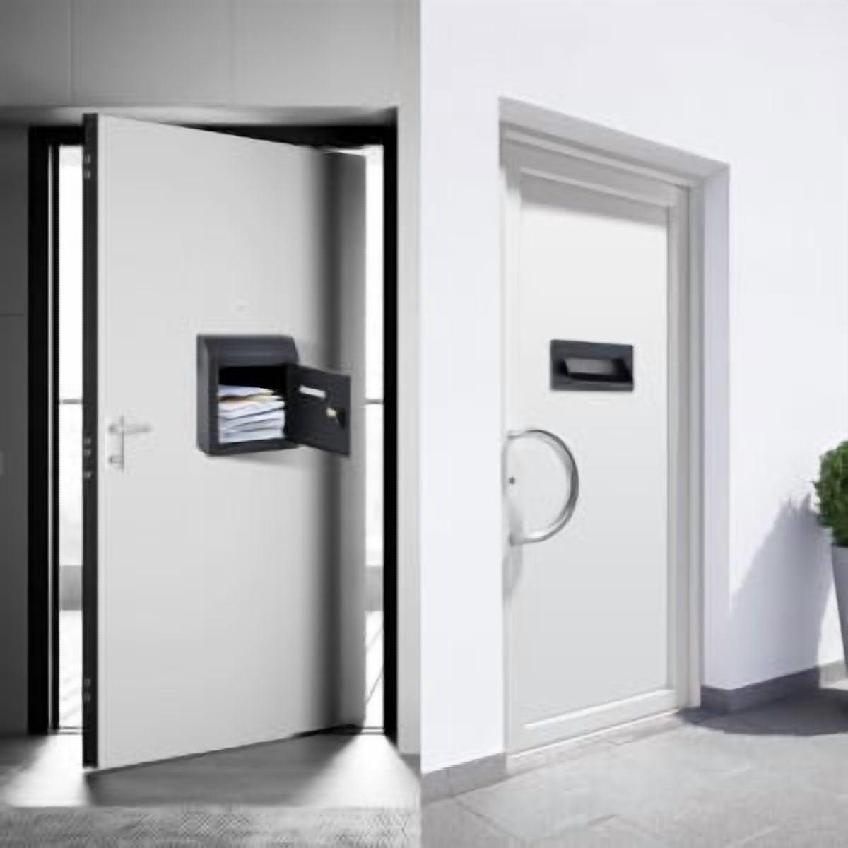 EastVita Through-The-Door Mail & Package Drop Box | Steel Construction with Combination Lock | 14x6x14in Black Security Mailbox for Packages, Newspapers & Key Storage