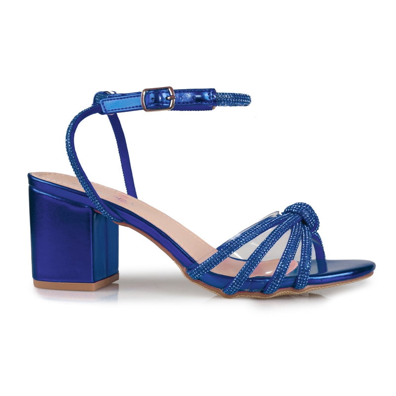 Women's Metallic Rhinestone Knot Evening Party Heeled Sandals