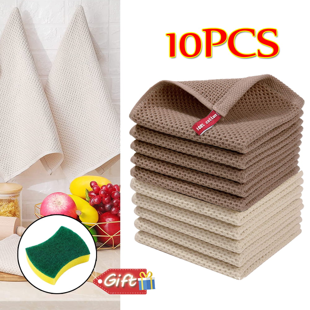 Homaxy 4/6pcs 100% Cottton Kitchen Towel Absorbent Dishcloth Ultra