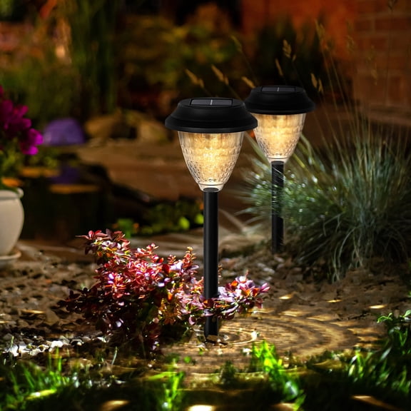 Solar Pathway Lights 8-Pack, Warm White & Color Changing LED Outdoor Stake Lights, IP65 Waterproof Landscape Lighting for Garden, Walkway, Driveway