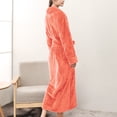 thumbnail image 3 of Homegro Women's Long Robe Fuzzy Plush Spa Bath Robes Fleece Winter Warm Full Length Pockets Belted Pink Medium, 3 of 4