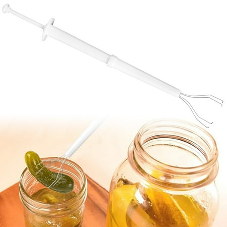 

Niyofa Gherkin Picker Stainless Steel and Plastic Olive Picker Deluxe Gherkin Clips White Pickle Picker Food Grabber Tools Kitchen Accessories for Grabing Alapeno Onion Cocktail