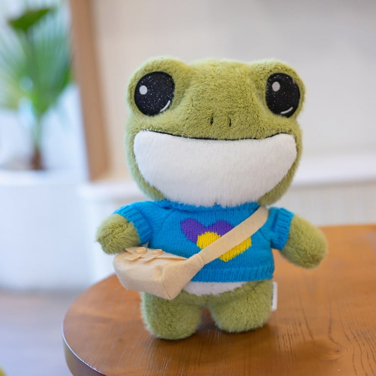 30cm Frog Stuffed Animal Plush Toy with Sweater, Bag, #04