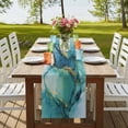 thumbnail image 4 of Table Runners 90 Inches Long Dress Scarves, Turquoise Marble Farmhouse Coffee/Dining/Kitchen Table Runner for Living Room, Abstract Minimalist Art Ombre Blue 13x90 Inch, 4 of 9