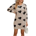 thumbnail image 2 of Sweater Dresses for Women Wrap Hip Slim Fit Pullover Sweaters Cute Heart Print Crew Neck Sweaters Shermie, 2 of 6