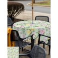 thumbnail image 5 of Outdoor Tablecloths with Umbrella Hole & Zipper, Sage Green Spring Floral 60x60 Inch Square Tablecloths, Elegant Farmhouse Flowers Birds Watercolor Waterproof Table Cloth, Patio/Pool Table Covers, 5 of 8