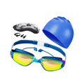 thumbnail image 4 of Juego de 5 piezas de gafas y gorro de natación para hombres, mujeres y adultos. Gafas de natación para piscina. Azul, 4 of 8