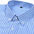 thumbnail image 3 of Mens Long Sleeve Stripes Casual Dress Shirt Button Down 4-Way Stretch Casual Business Work T-Shirts, Light Blue, Size XXL, 3 of 7