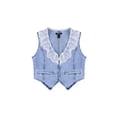thumbnail image 5 of Forever 21 Lace-Trim Zip-Front Denim Vest, Color-Medium Denim, Size-M, 5 of 6