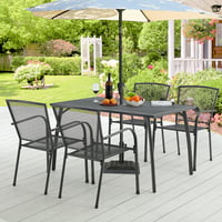 5-Piece Patio Metal Rectangular Dining Set with 4 Stackable Chairs