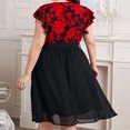 thumbnail image 4 of SMihono Robe d'Été pour Femmes Grande Taille Mode pour Femmes Imprimé Grande Taille Manches Courtes Col en V Ventilée Sensualité Robe Flottante, 4 of 8