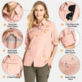 thumbnail image 2 of FEN AI Women Button up Shirts Long Sleeve Hiking Fishing Travel Shirt Casual Blouse for Outdoor Pink, 2 of 8