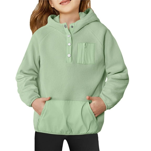 Toddler Sweatshirts Girls Half Button Down Pullover with Pocket Girls Long Sleeve Sweatshirts Winter Clothes for Girls Clothes Size 5T