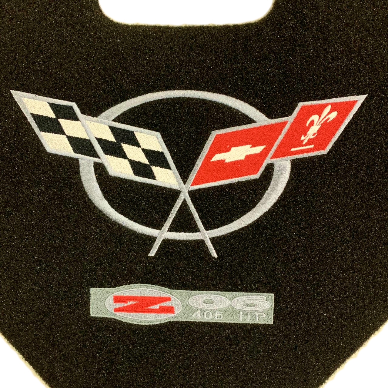 C5 Corvette ZO6 405HP Trunk Lid Liner with Cross Flag ZO6 Embroidered  Silver Emblem Piece Kit Fits: 98 Through 04 FRC ZO6 and Convertible  Corvettes