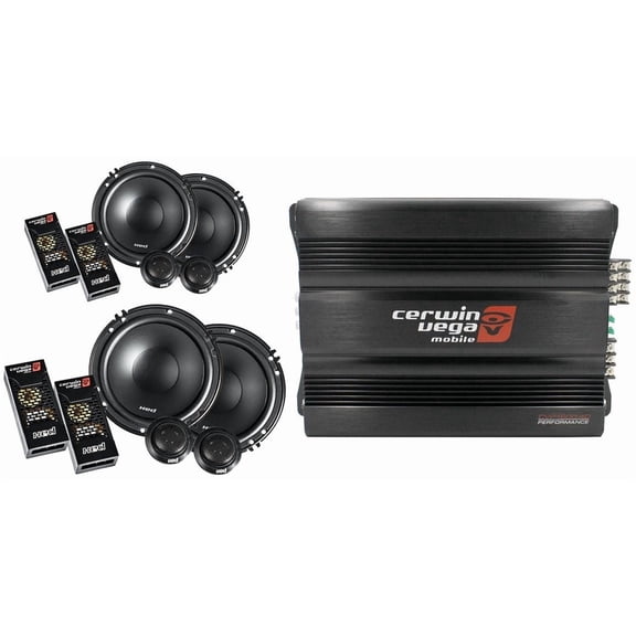 Cerwin Vega CVP1600.4D 1600W Amp   2 XED650C Component Speakers