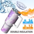 thumbnail image 5 of 40oz Tumbler with Handle and Straw, Vacuum Insulated Stainless Steel Travel Mug, Fits Car Cup Holder, Liquid & Marble Print, 5 of 6