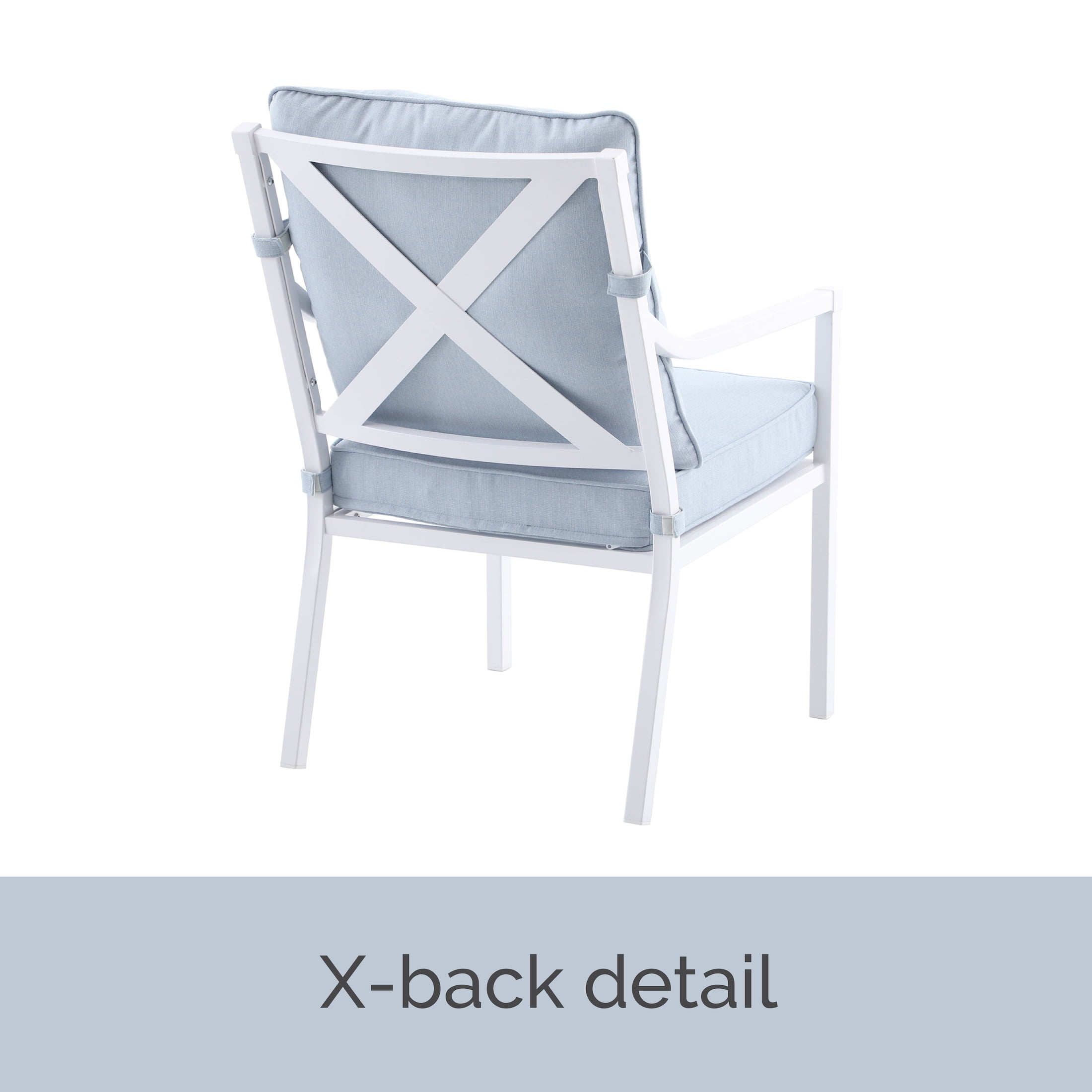 My Texas House Cambria 2-Pack Steel Outdoor Patio Dining Chairs, White/Blue