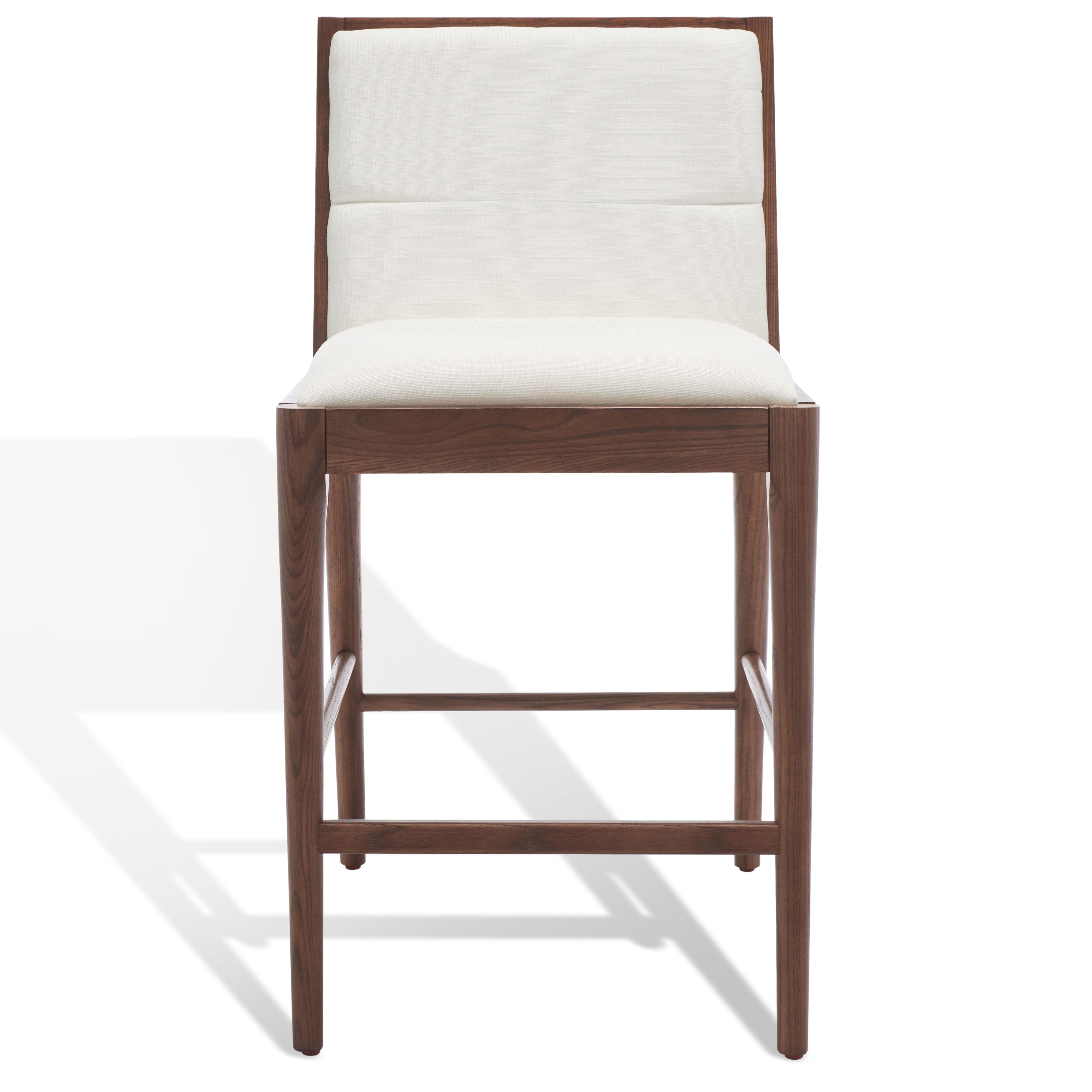 SAFAVIEH Couture Laycee Square Mid Back Bar Stool, Walnut/White (Set of 2)