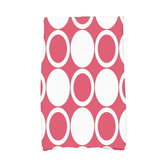 Simply Daisy, 16 x 25 Inch, ModCircles, Geometric Print Kitchen Towel, Red