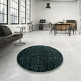 thumbnail image 3 of Ahgly Company Indoor Round Abstract Dark Blue Grey Blue Abstract Area Rugs, 5' Round, 3 of 6